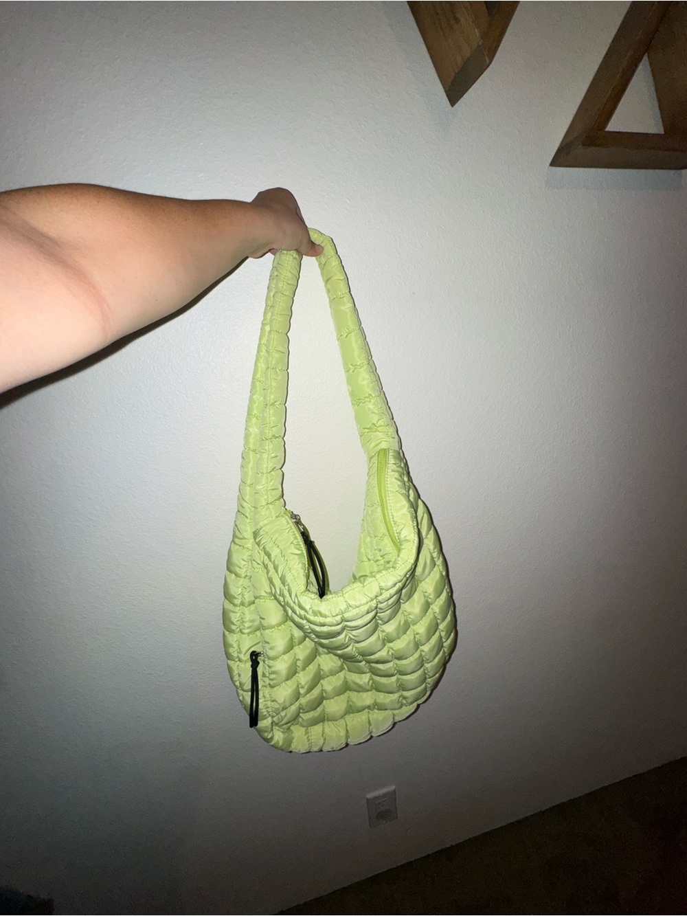 Free People Quilted Lime Green Shoulder Bag